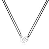 Choker noir menottes argentes nylon