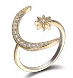 bague pouce lunaire et strass dorée