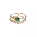 bague pouce strass et pierre verte
