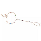 bijou pour main pierres arc en ciel doré