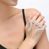 bracelet bague strass floraux