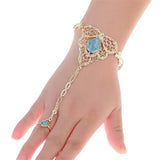 braclet bague or et pierre bleu