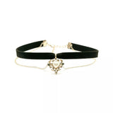 choker cuir médaillon coeur vintage