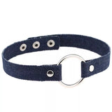 choker jean anneau bleu foncé