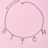 choker strass bitch argenté