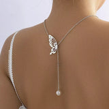 collier de dos argenté demi papillon