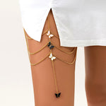 Black and white butterflies thigh chain