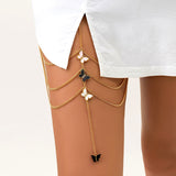 Black and white butterflies thigh chain