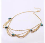 Gold head jewelry with blue stone pendants