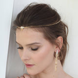 Head jewelry with golden chain and elegant pendant
