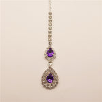 Bijou de tête argenté à strass violet