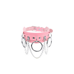 Choker cuir rose chaine pendentif