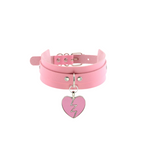 Choker cuir rose coeur brisé