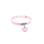 Choker cuir rose avec médaillon coeur