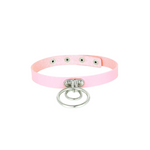 choker cuir rose double médaillon