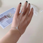 Silver triangle rhinestone ring bracelet