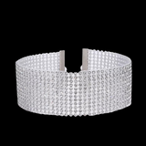 choker strass large argenté