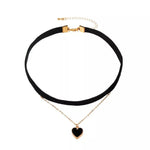 choker bimatiere et pendentif coeur noir