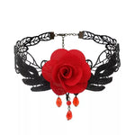 choker gothique rose rouge