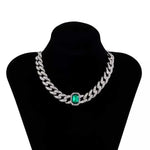 choker strass joyaux vert